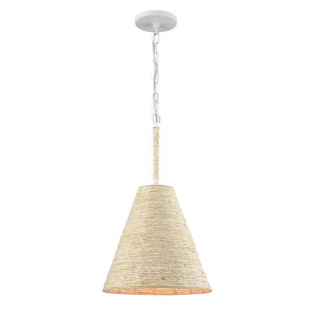 ELK SHOWROOM Abaca 12'' Wide 1Light Pendant, Textured White 32455/1